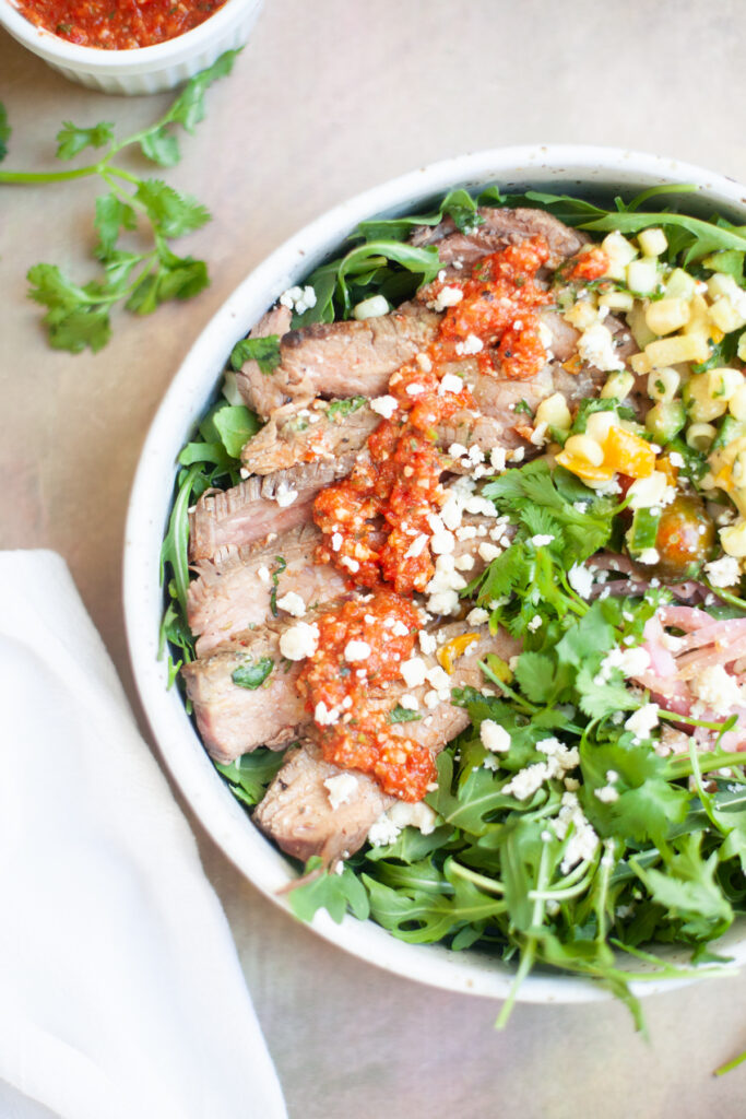 Lillie Eats and Tells Steak and Arugula Salad with crumbled blue cheese www.lillieeatsandtells.com