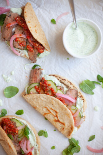 www.lillieeatsandtells.com recipe for steak pitas