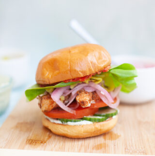www.lillieeatsandtells.com recipe for blackened chicken sandwich with whipped herb feta