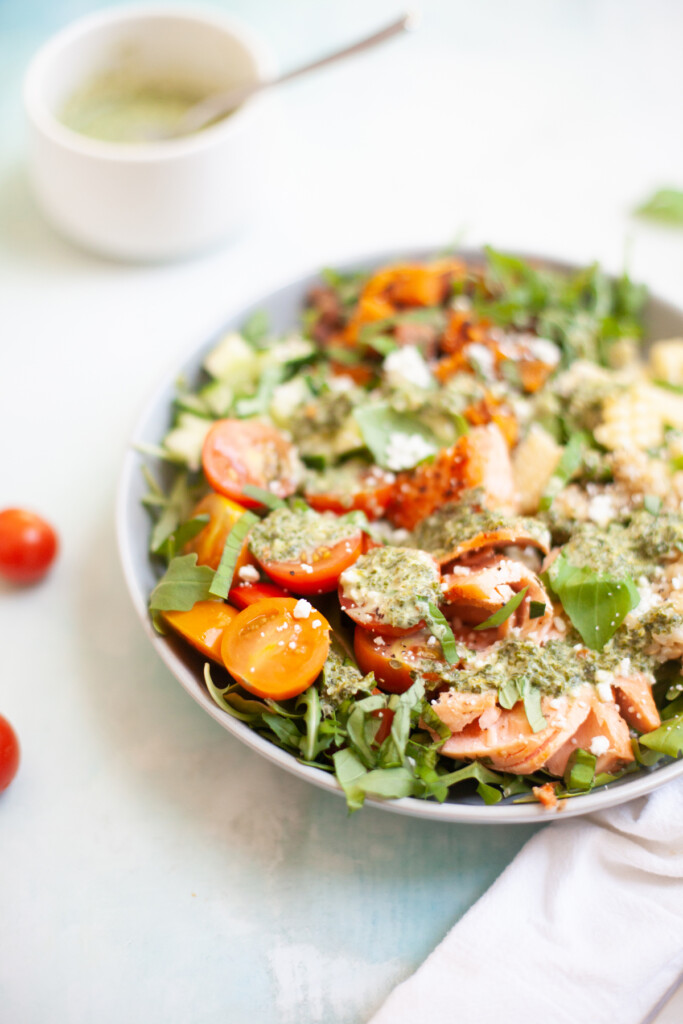 The roasted sweet potatoes in this salad add just the right amount of sweetness, which plays really well with the chimichurri sauce. www.lillieeatsandtells.com