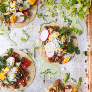 www.lillieeatsandtells.com recipe for sheet pan tacos with creamy cilantro ranch