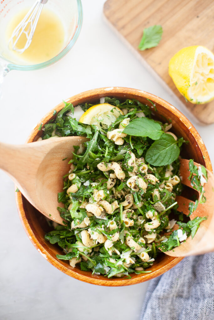 Delicious pasta salad with arugula and herbs www.lillieeatsandtells.com