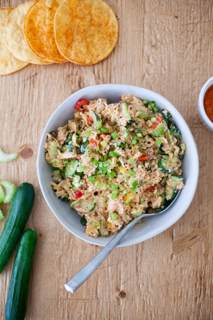 quick and easy romesco chicken salad recipe by www.lillieeatsandtells.com