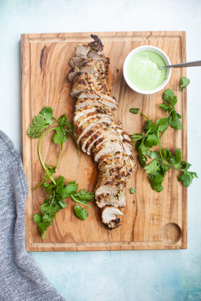 www.lillieeatsandtells.com recipe for pineapple cilantro jalapeno air fried pork tenderloin