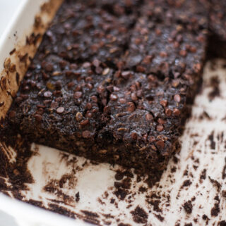 Half a pan of brownie batter squash oats in 9x13 pan.
