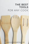 Four bamboo kitchen utensils are arranged vertically on a white background. Text reads, The best kitchen favorites every cook will love. The website www.lillieeatsandtells.com is at the bottom.