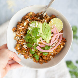 Meatless Mexican Cauliflower Fried Rice recipe by www.lillieeatsandtellscom.bigscoots-staging.com