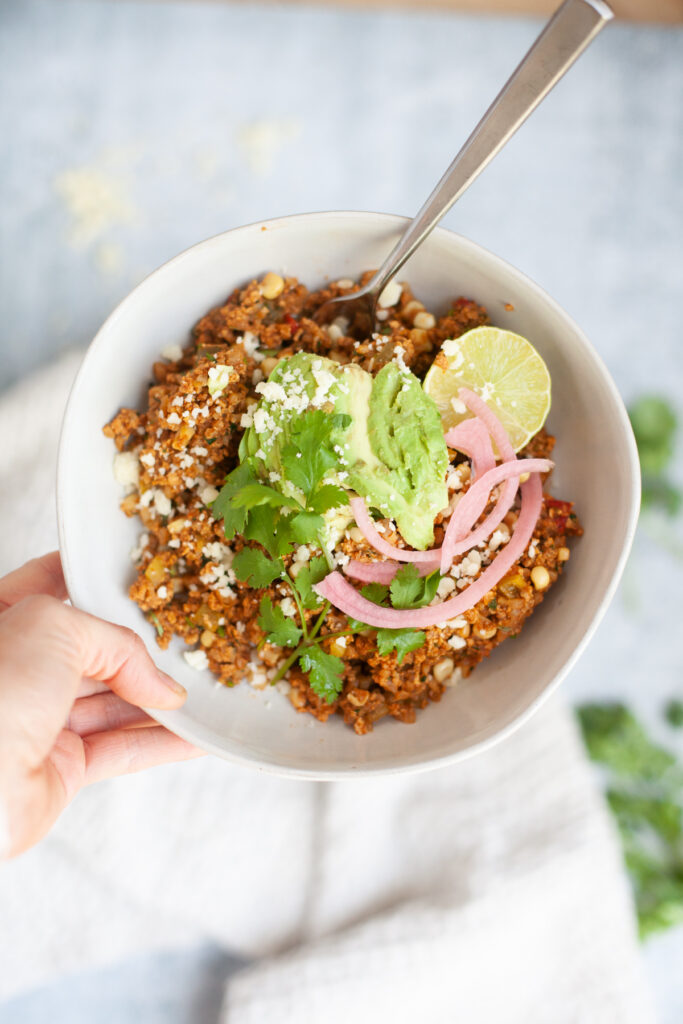Mexican Cauliflower Fried Rice recipe by www.lillieeatsandtells.com