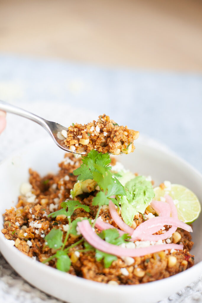 Mexican Cauliflower Fried Rice recipe by www.lillieeatsandtells.com