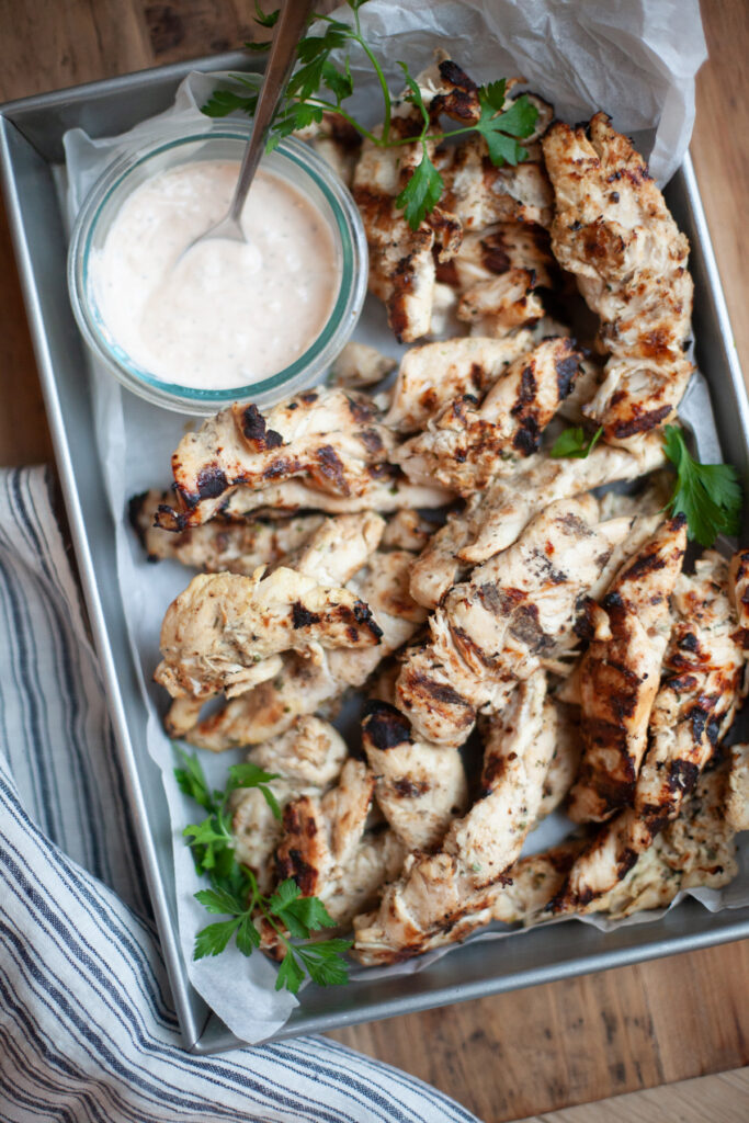 Herby Mediterranean Grilled Chicken Tenderloins recipe by www.lillieeatsandtells.com