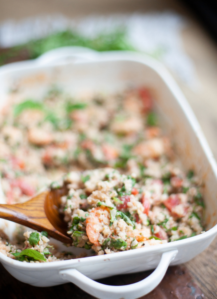 Creamy feta with cauliflower rice and shrimp. www.lillieeatsandtells.com