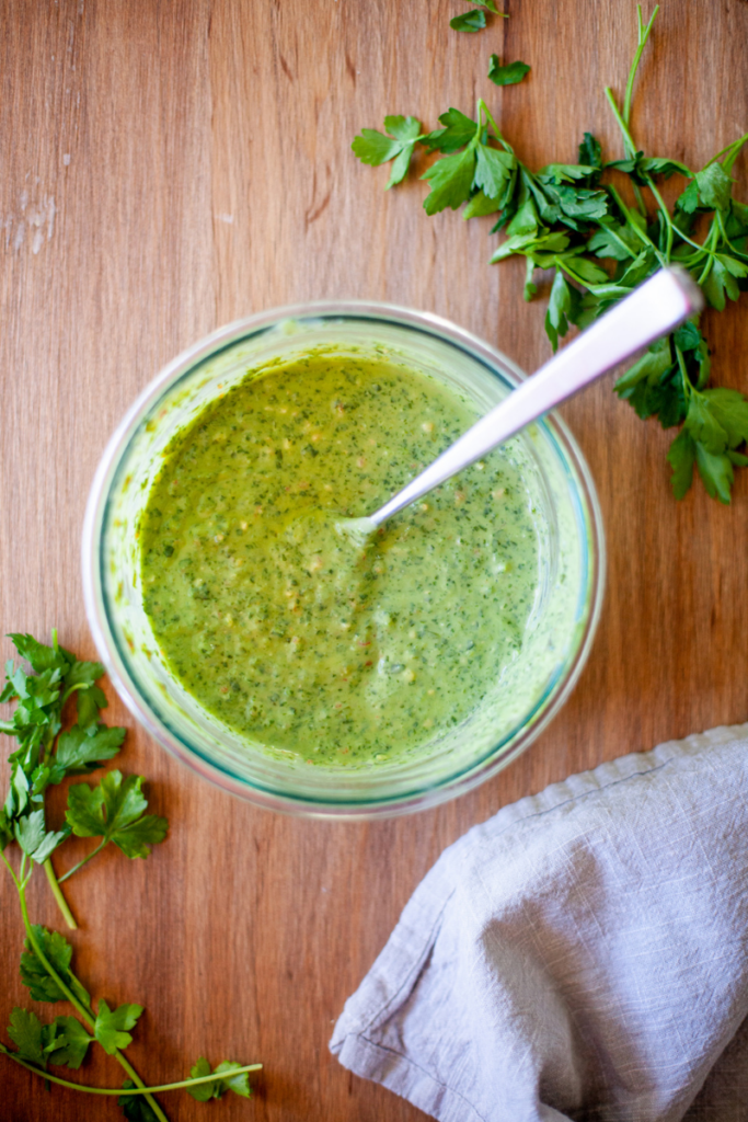 Don't miss this macro-friendly Green Goddess dressing. www.lillieeatsandtells.com
