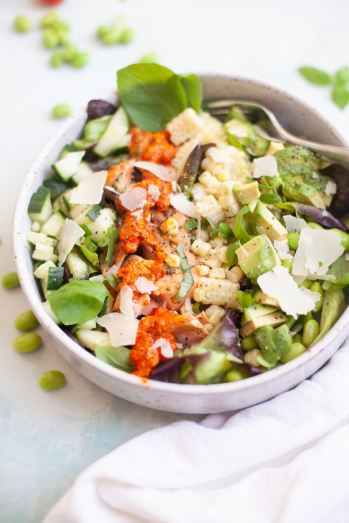 Don't miss out on this recipe for my salmon romesco salad. www.lillieeatsandtells.com