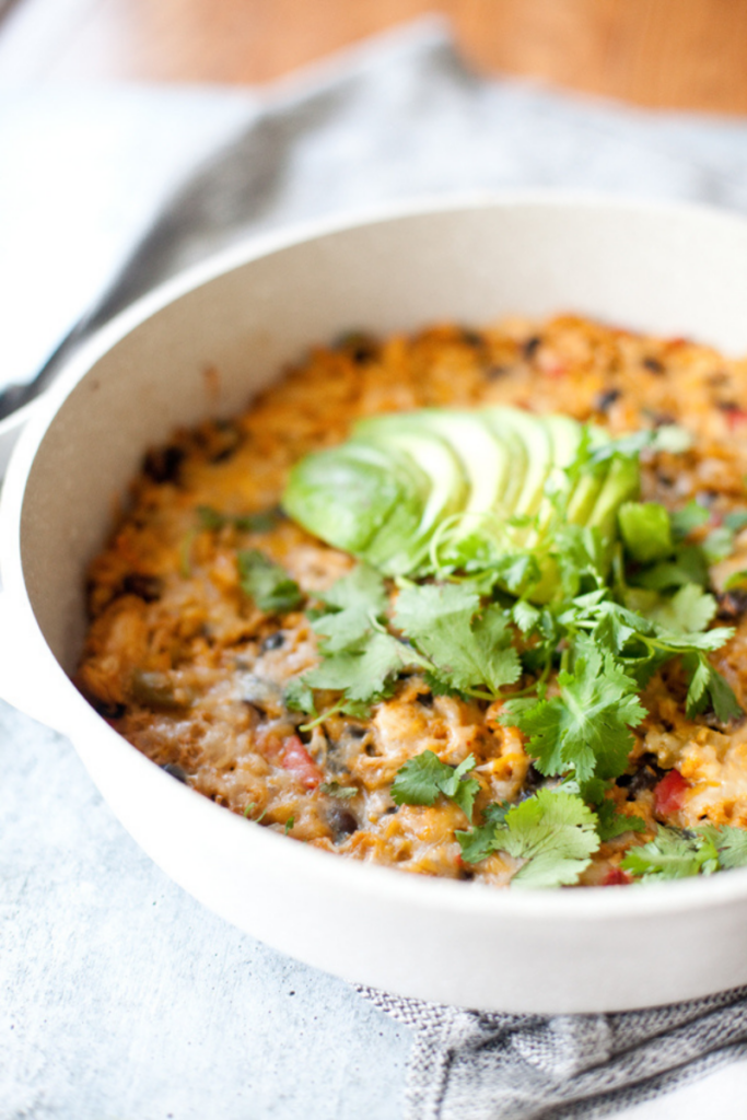 Here's my macro-friendly cauliflower rice enchilada skillet. www.lillieeatsandtells.com