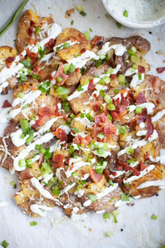 loaded smashed potatoes for your ultimate spread www.lillieeatsandtells.com