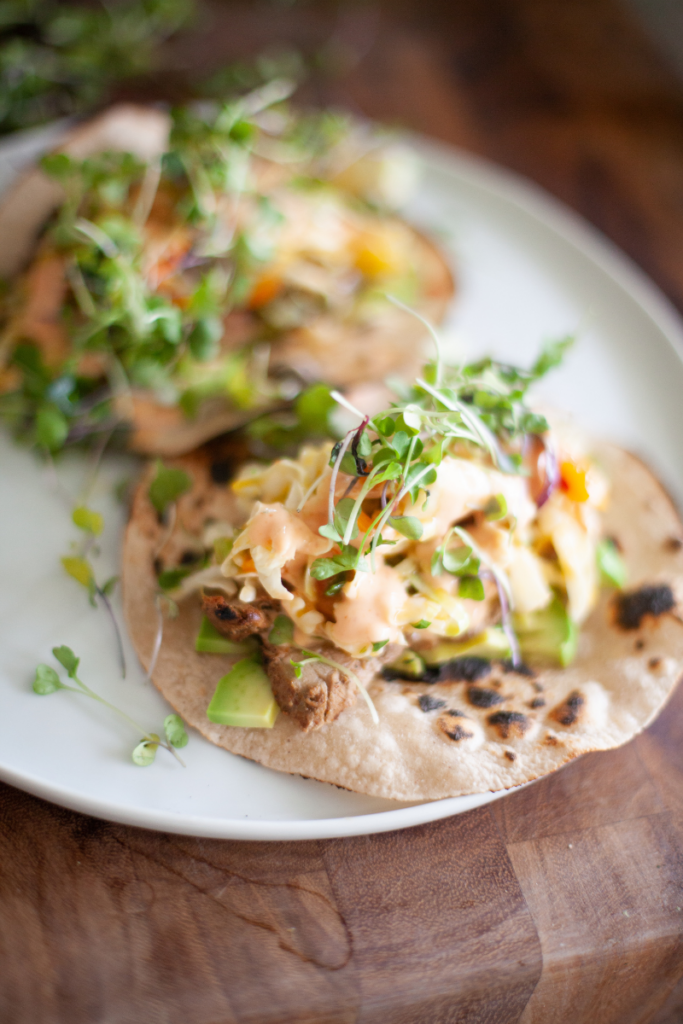 You can put these delicious pork tacos together in five minutes, making them perfect for back to school time. www.lillieeatsandtells.com