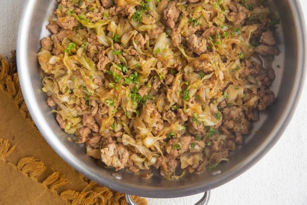 Low Fat Spicy Cabbage with Ground Turkey