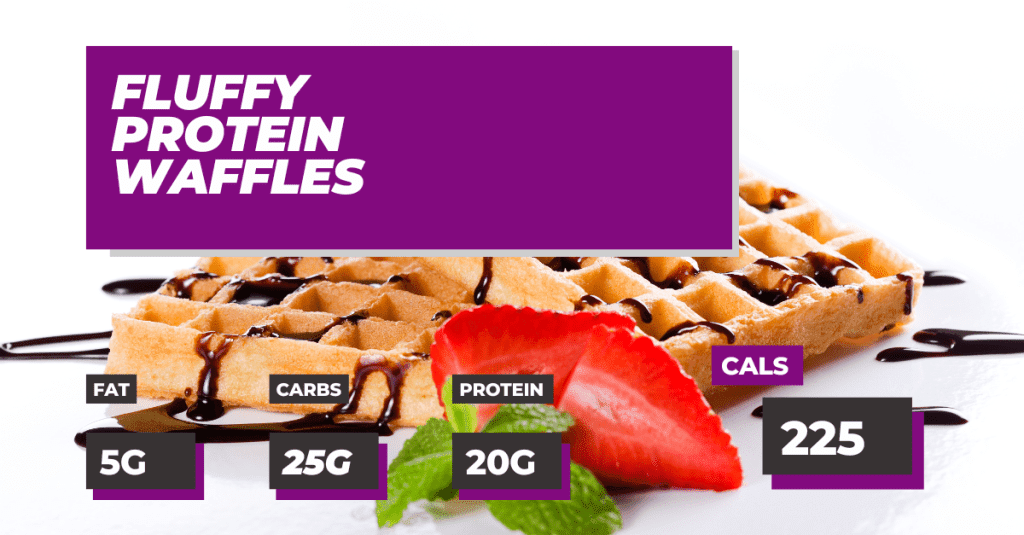 Fluffy Protein Breakfast Waffles - 5g Fat, 25g Carbs, 20g Protein and 225 Calories Per Serving