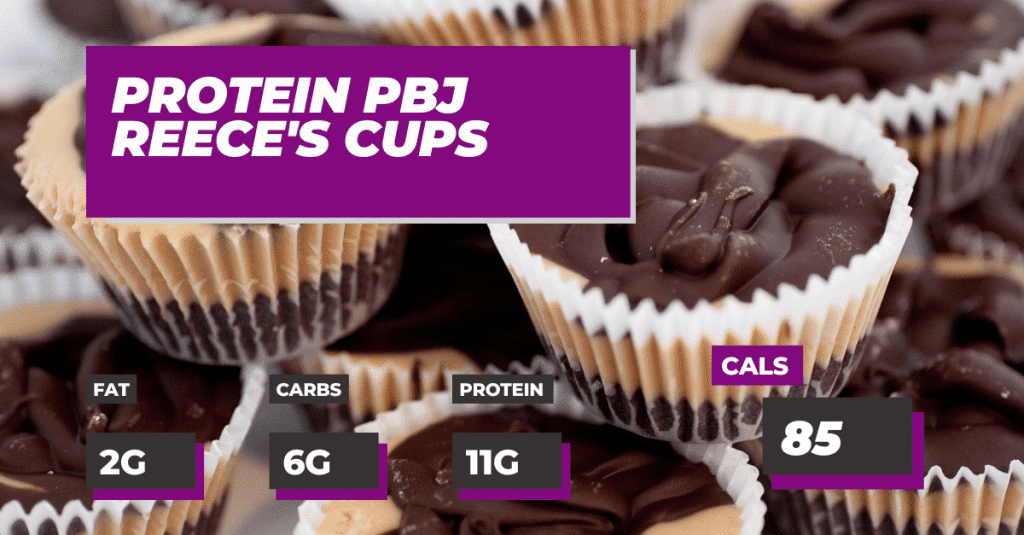 Protein PBJ Reece's Cups - 2g fat, 6g carbs and 11g protein. 85 calories per serving