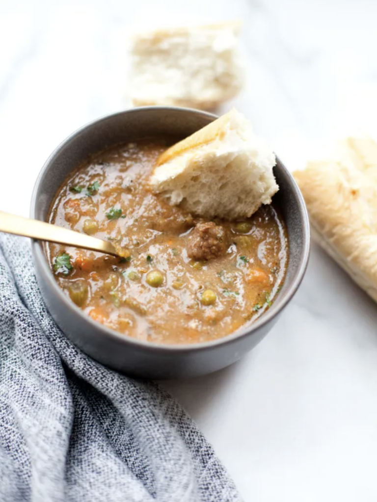 Bowl of Macro-friendly Easy Beef and Veggie Stew