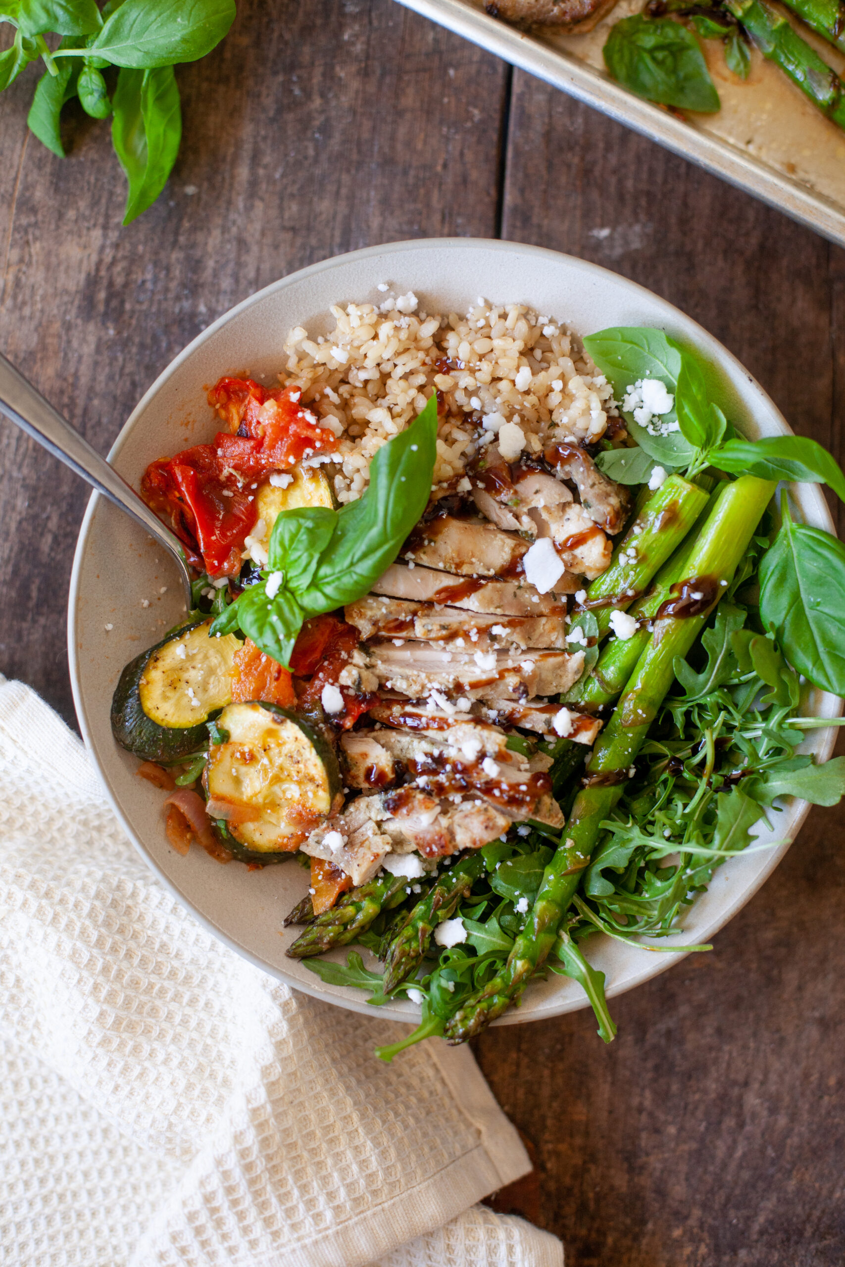 Macro-friendly Roasted Basil Tomato Chicken by Lillie Eats and Tells