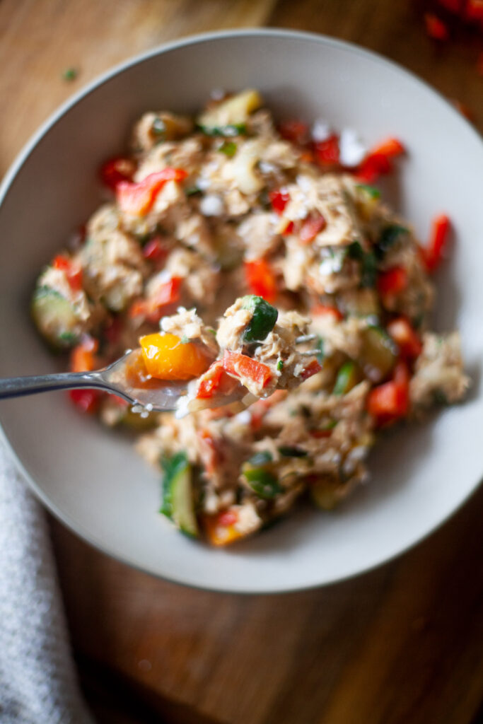 Creamy Tuna Veggie Lunch Skillet for One by Lillie Eats and Tells