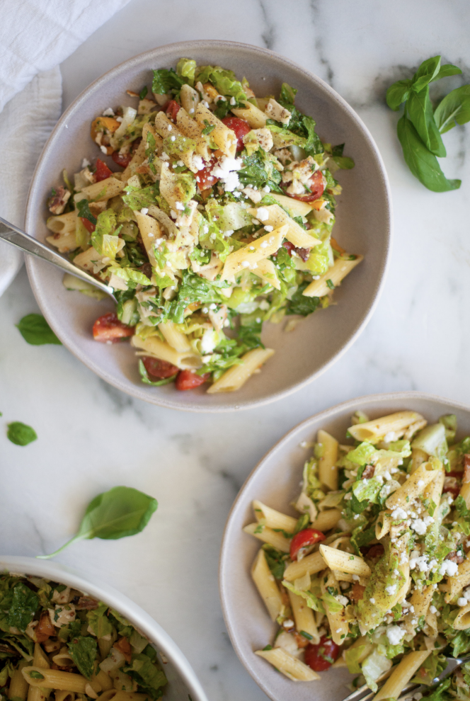 BLT Pasta Salad with Mustard Vinaigrette from the cookbook of One More Time