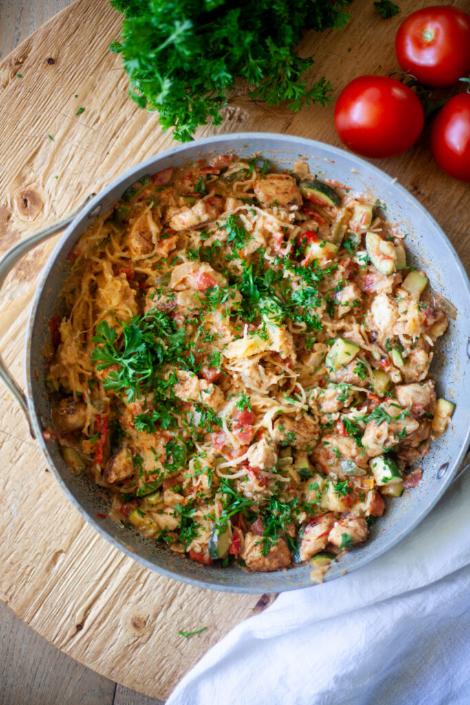 Cajun Chicken Spaghetti Squash Skillet