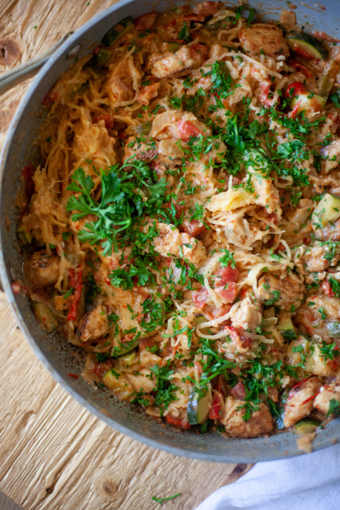 Cajun Chicken Spaghetti Squash Skillet by Lillie Eats and Tells