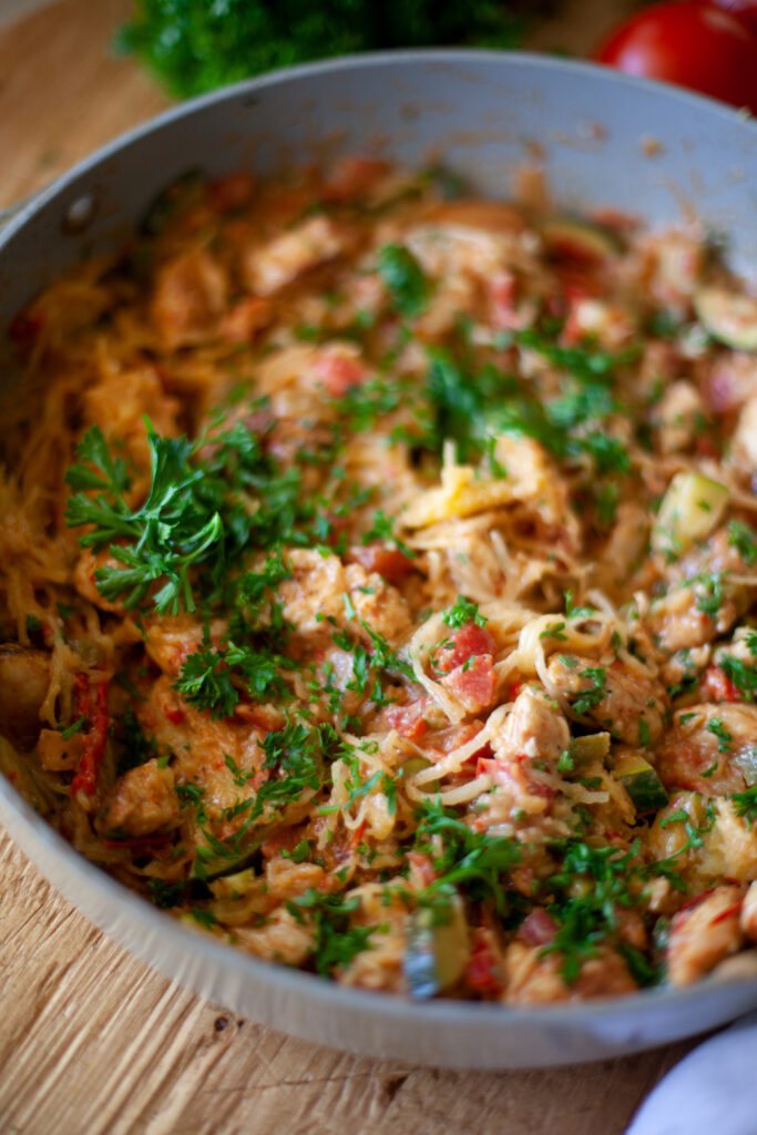 Cajun Chicken Spaghetti Squash Skillet