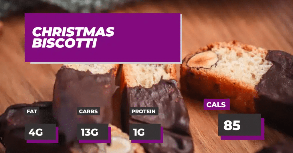 Christmas Biscotti Cookies - 85 calories per serving, 4g Fat, 13g Carbs, 1g Protein