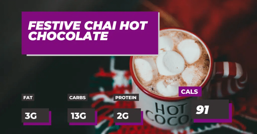 Festive Chai Hot Chocolate - 3g Fat, 13g Carbs, 2g Protein and 91 calories