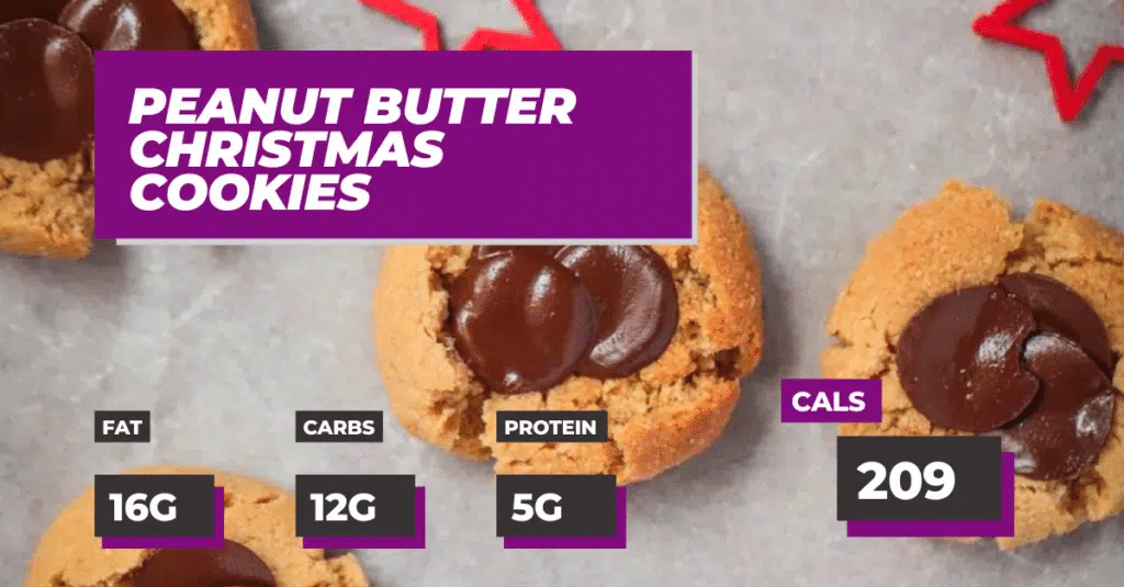 Peanut Butter Christmas Cookies - 16g Fat, 12g Carbs, 5g Protein, 209 calories per cookie