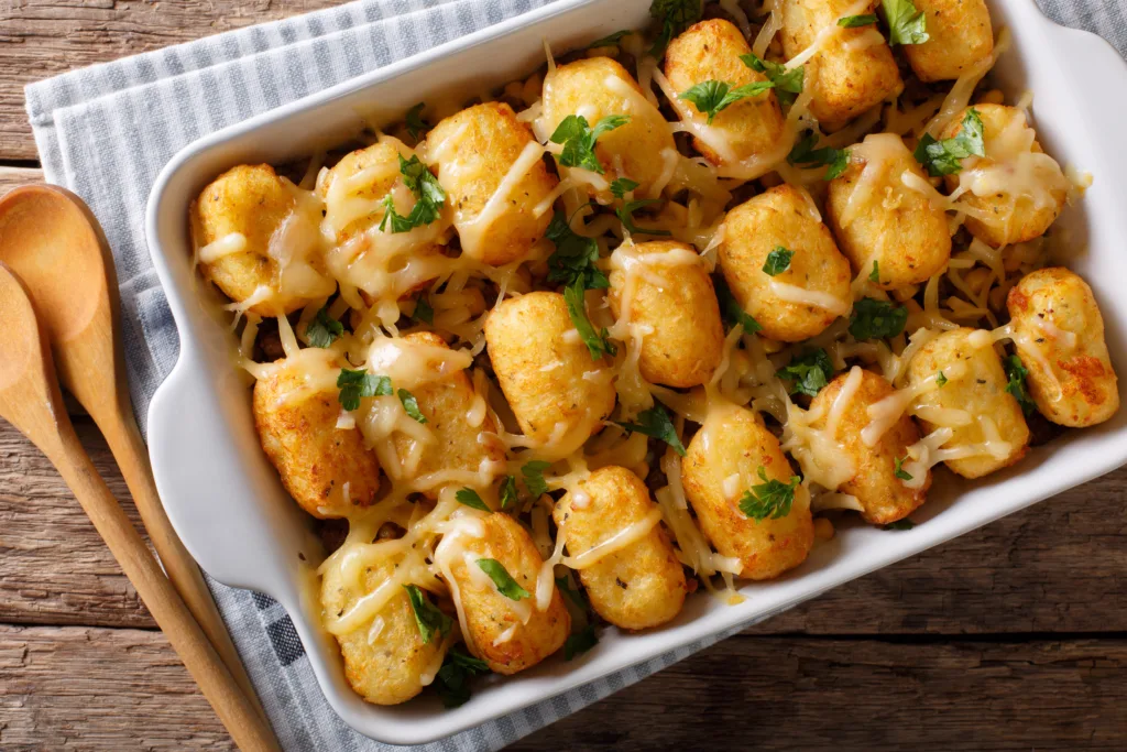 Macro-Friendly Chili Dog Tater Tot Casserole