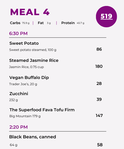 Meal 4 Daily Food Log for Coach Rachel