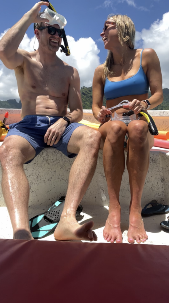 Lillie and Ross snorkeling