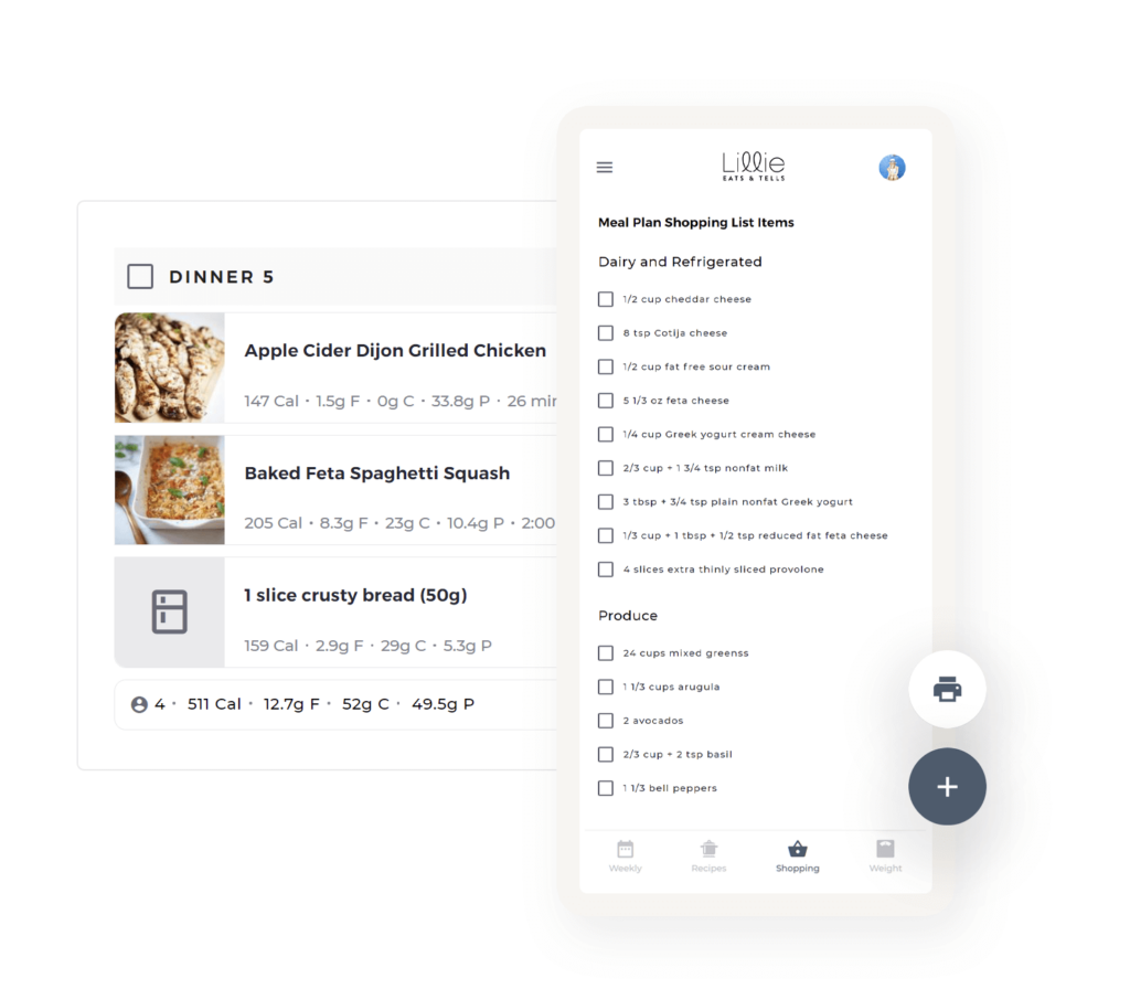 Grocery List for Macro-focused Monthly Meal Plan Subscription