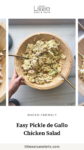 Pinterest Pin: Bowl of Pickle de Gallo Chicken Salad