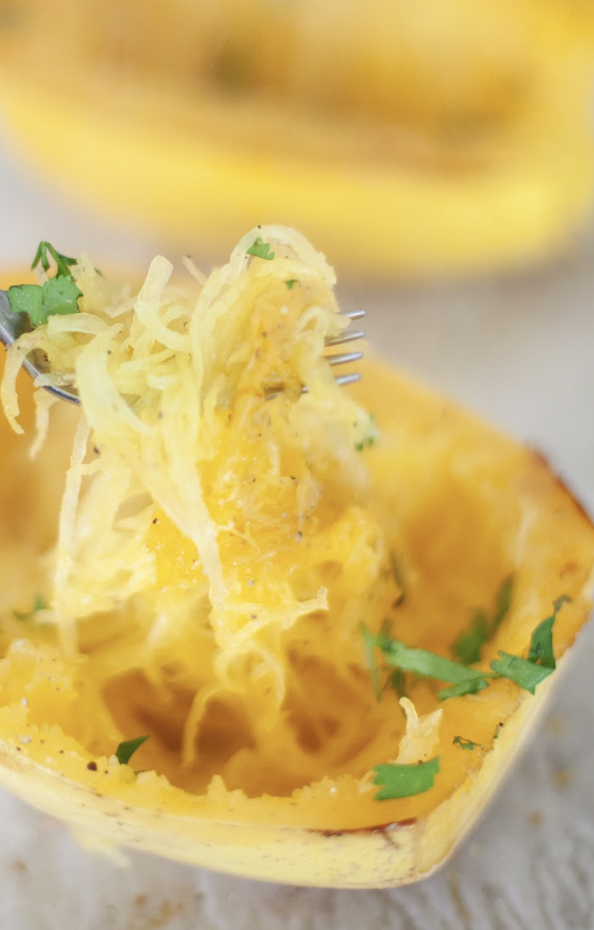 spaghetti squash in the oven lillieeatsandtells.com