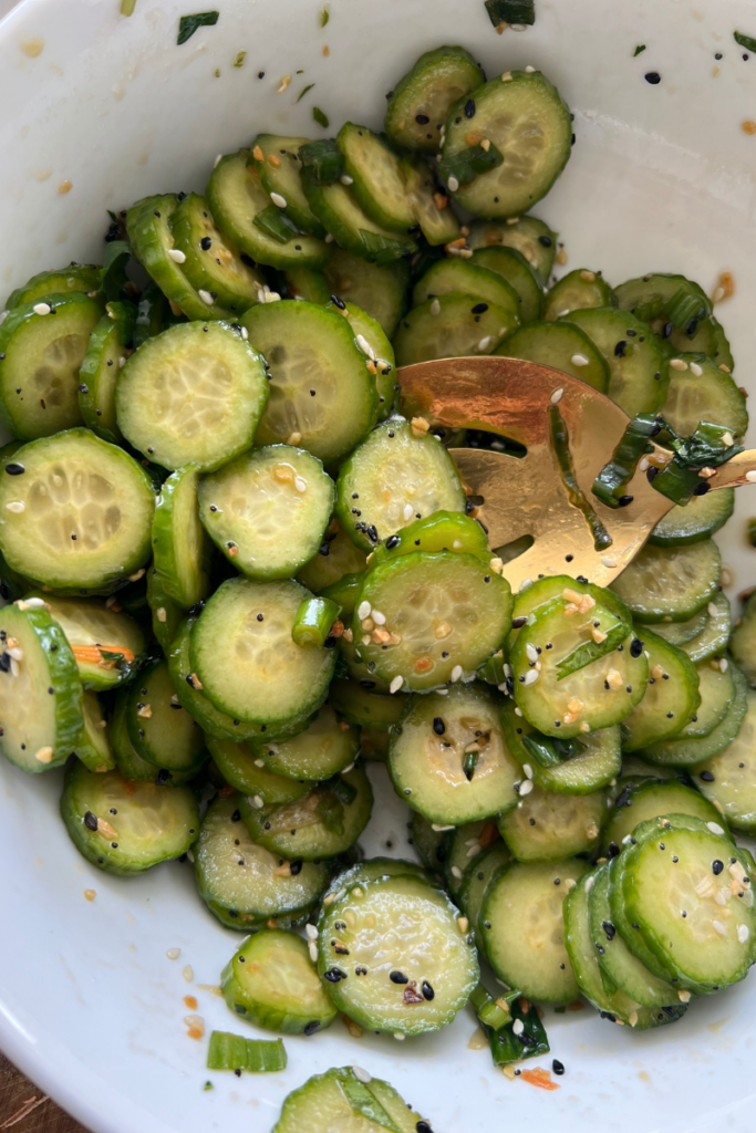 Up close shot to show what the salad will look like when it's done
