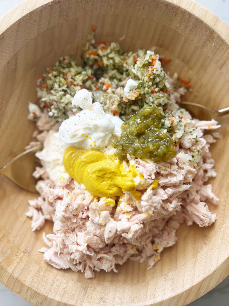 Bowl full of all the ingredients that's not mixed together