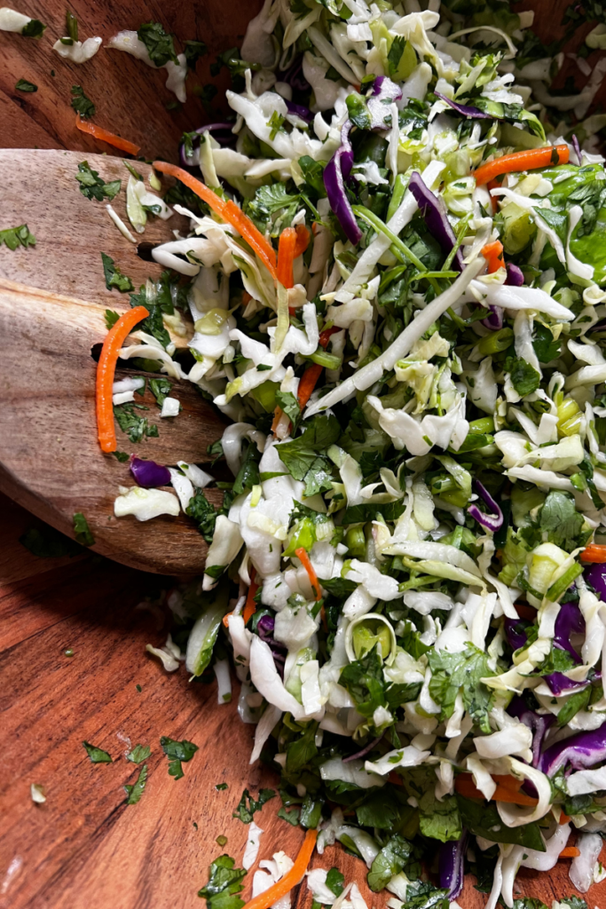 Up close picture of cilantro lime slaw