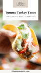 Close-up of turkey taco with avocado cream