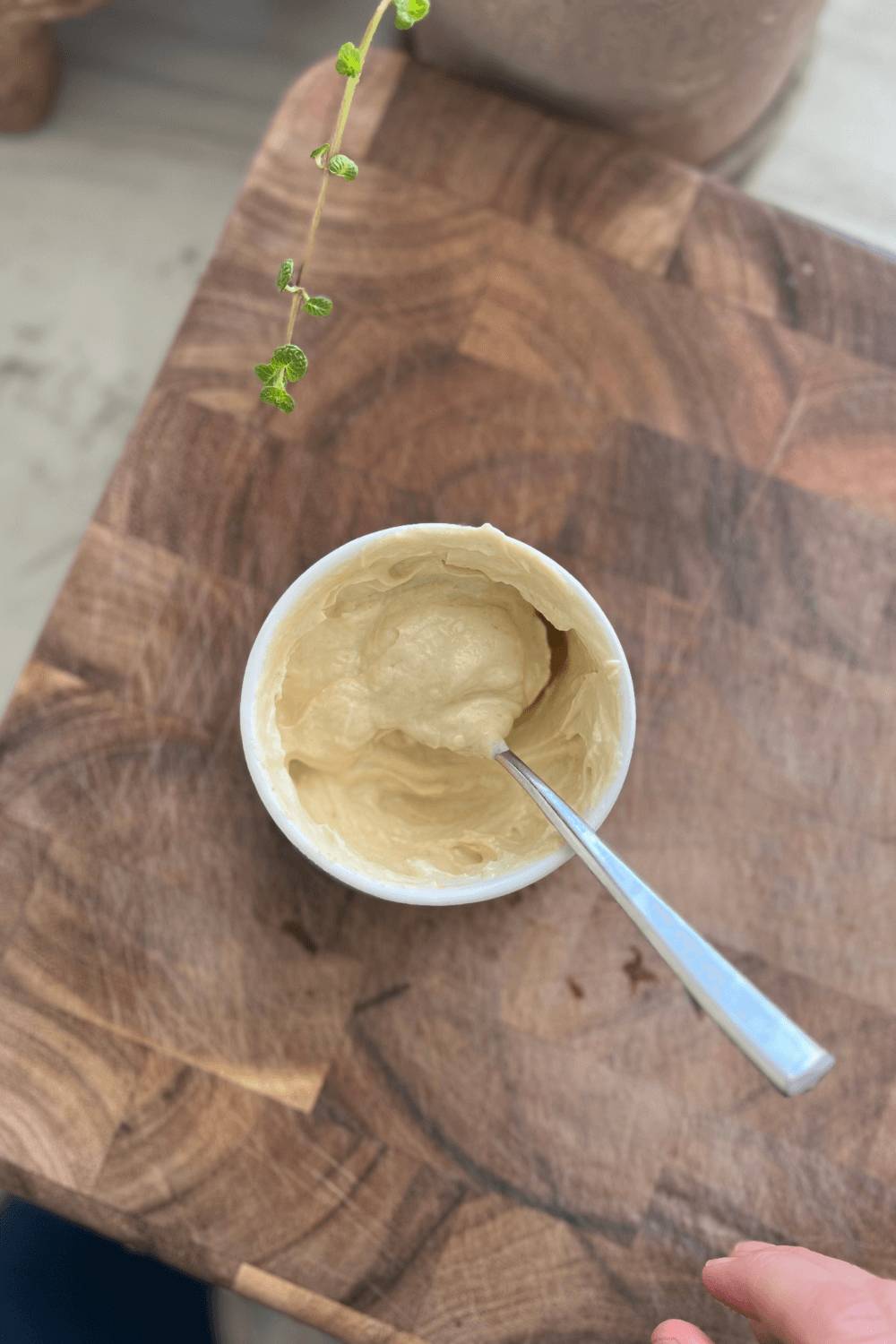 Quick mustard aioli sauce in a small white bowl.
