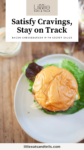 Healthy bacon cheeseburger on a white plate.
