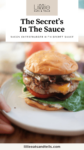 Close up of healthy bacon cheeseburger with lettuce and tomato on a white plate.