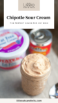 Ingredients for Two Ingredient Skinny Chipotle Sour Cream with text overlay, "Chipotle Sour Cream."