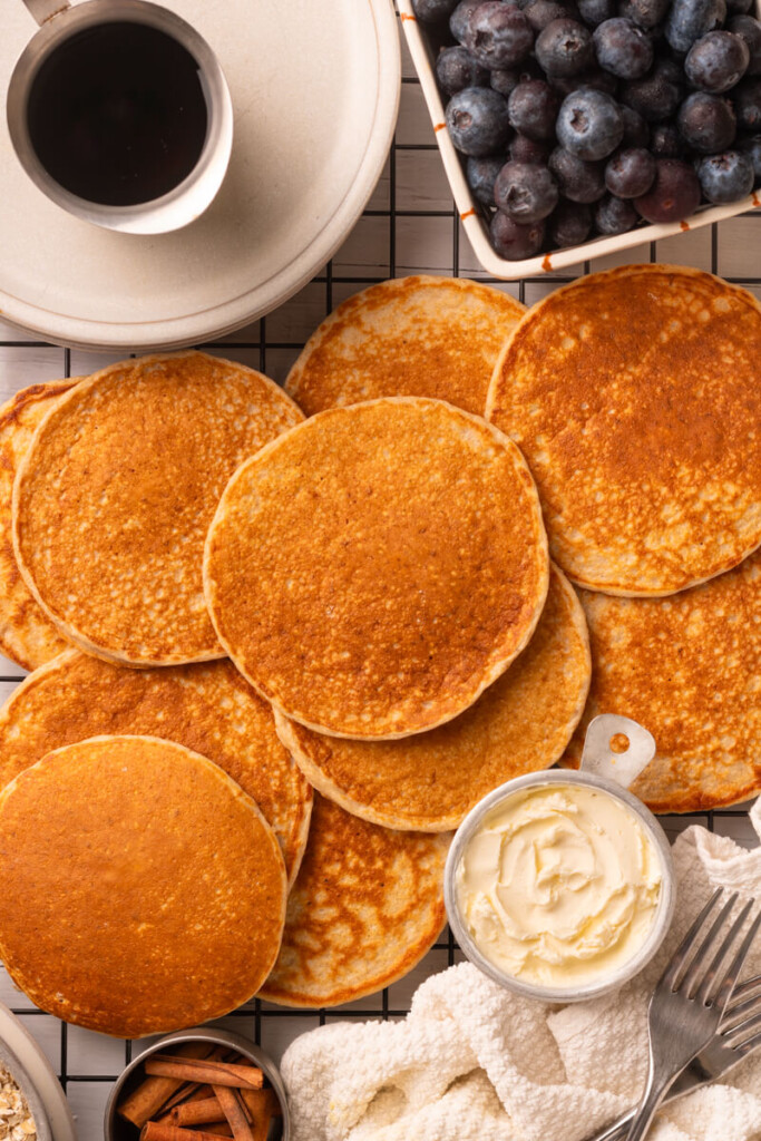 Plate of cottage cheese pancakes.