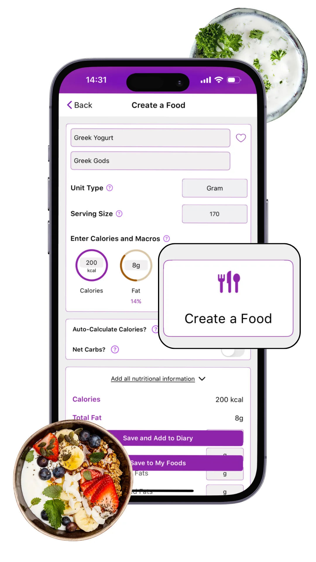 Creating a custom food in Macro Sync