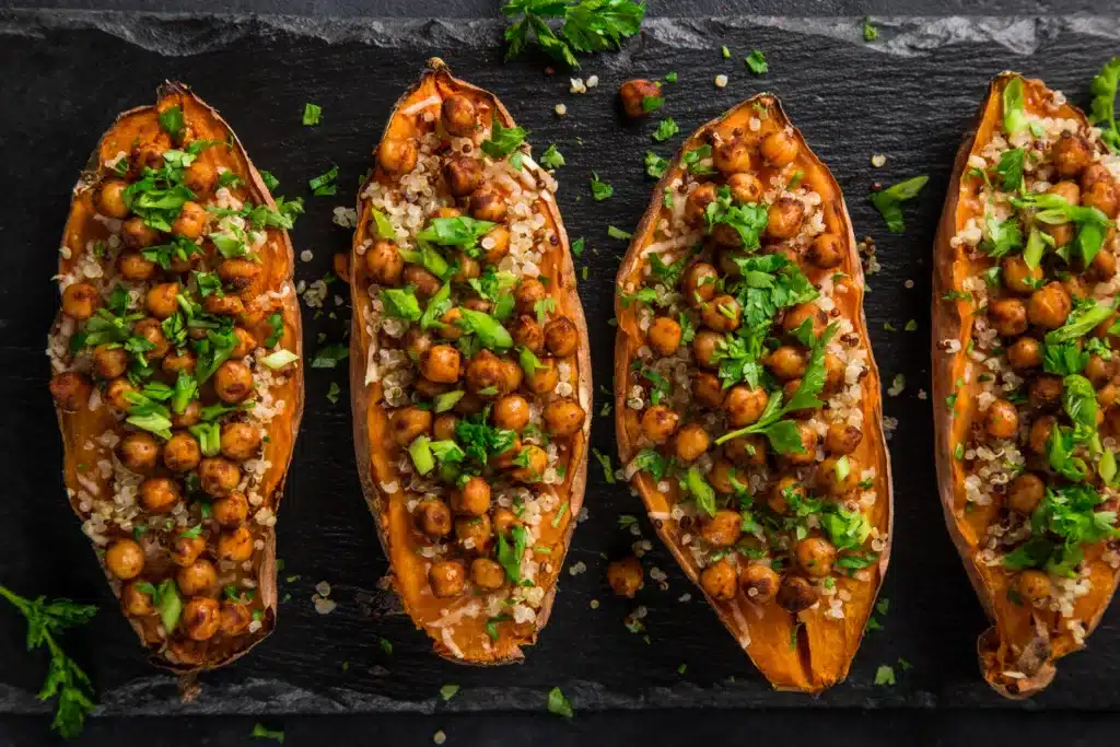 Chickpea Stuffed Sweet Potatoes